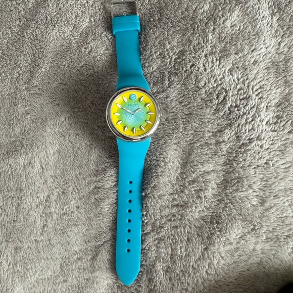 Fruitz by Philip Stein Natural Frequency Watch with Blue Silicon Strap like new - Picture 2 of 6